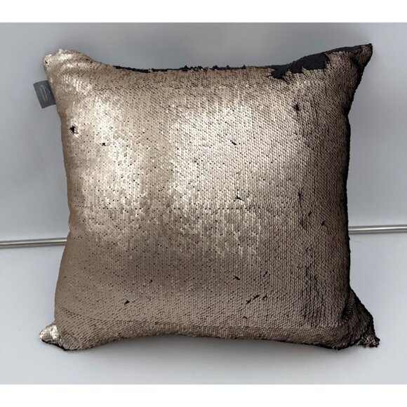 Aviva Stanoff Bronze & Black Sequin Reversible Accent Luxury Down Filled Pillow - Picture 4 of 6